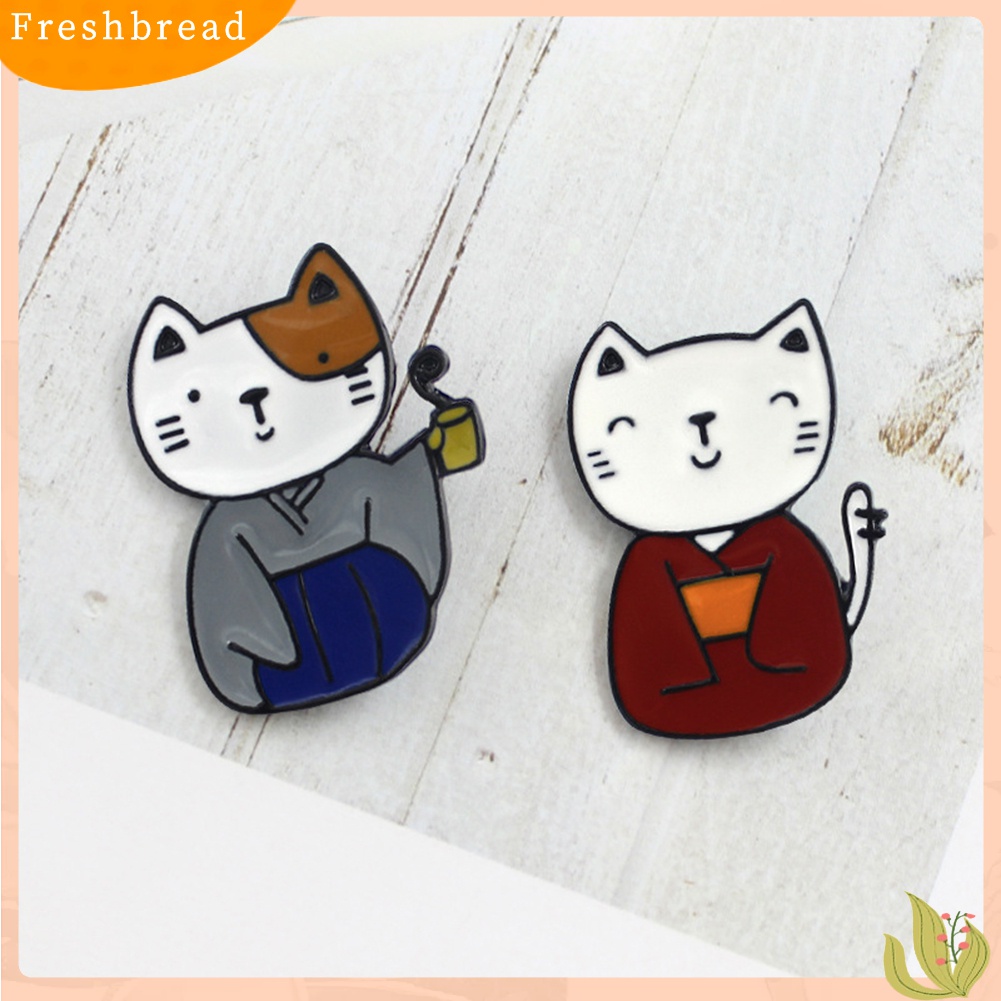 [ TERLARIS]1Pc Unisex Kimono Animal Cat Pattern Enamel Brooch Pin Clothes Badge Jewelry