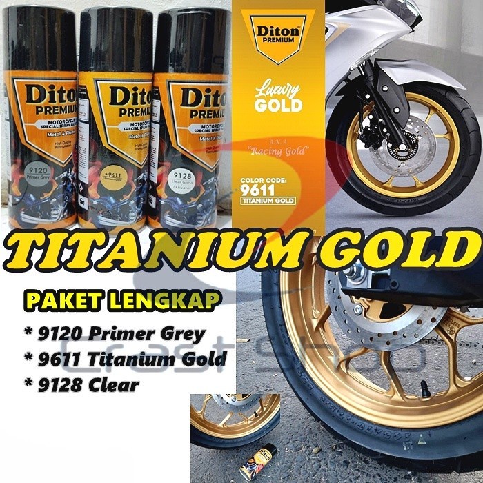 Paket Lengkap Cat Pilox Diton Premium 9611 Titanium Gold 400cc