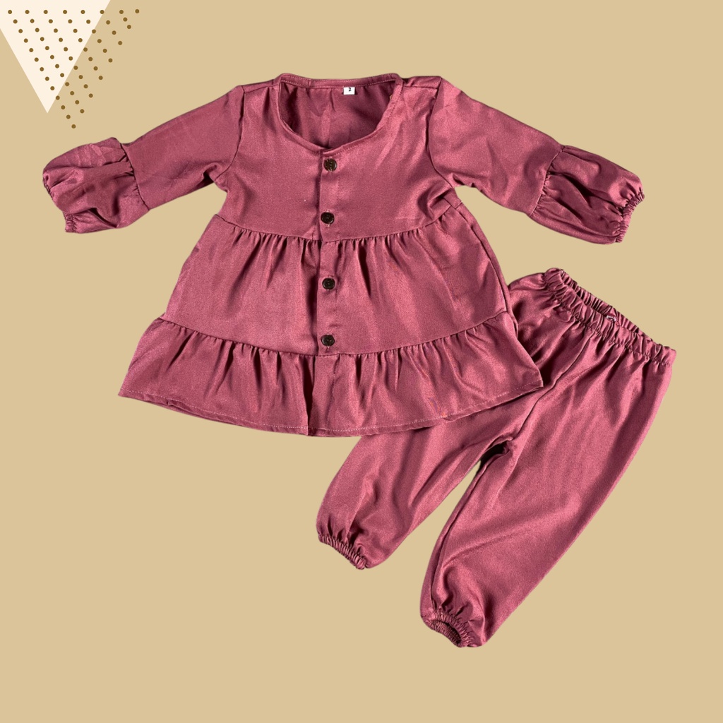 1-4TH SETELAN ANAK FREYA POLOS ONESET ANAK BY MYBEE Versi 2-DARK DUSTY