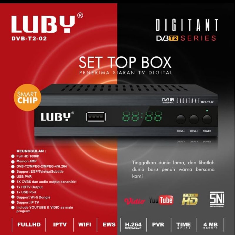 STB SET TOP BOX TANAKA DVB T2 TANAKA LUBY METRIX APPLE MERAH METRIX GARUDA GOOD BLES PENERIMA SIARAN TV DIGITAL BODY BESI