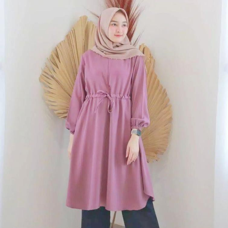 OLIF Tunik Polos Oversize Jumbo Ld 120 130 140 S M L XL XXL 3XL 5L Baju Atasan Tunik Wanita Remaja Murah