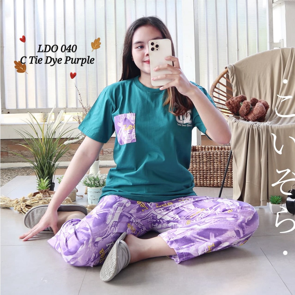 IZANY Piyama Dewasa Size S/ CP Atasan kaos Tebal-LDO 040 TIEDYE PURPL
