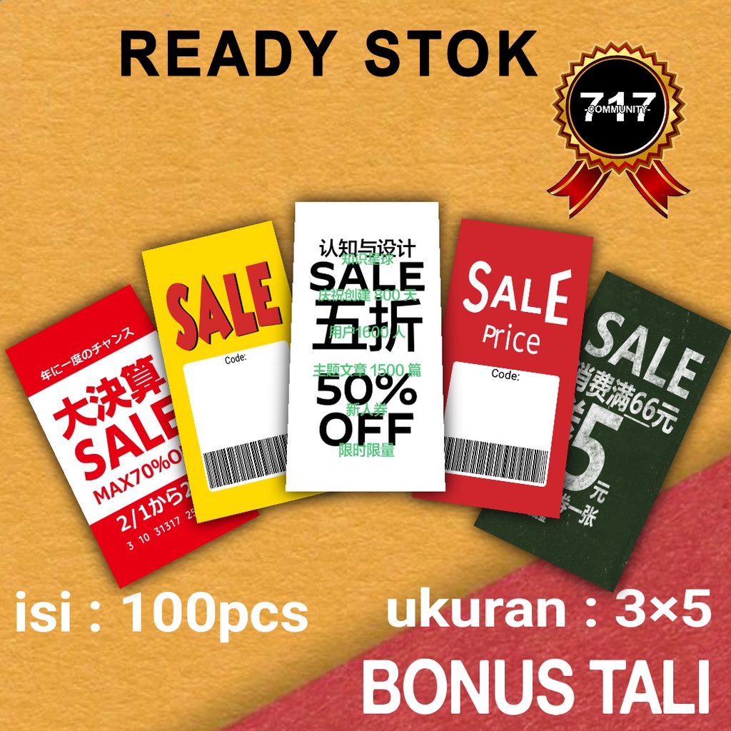 

hag tag label baju bonus tali hangstag sale 3×5 name tak