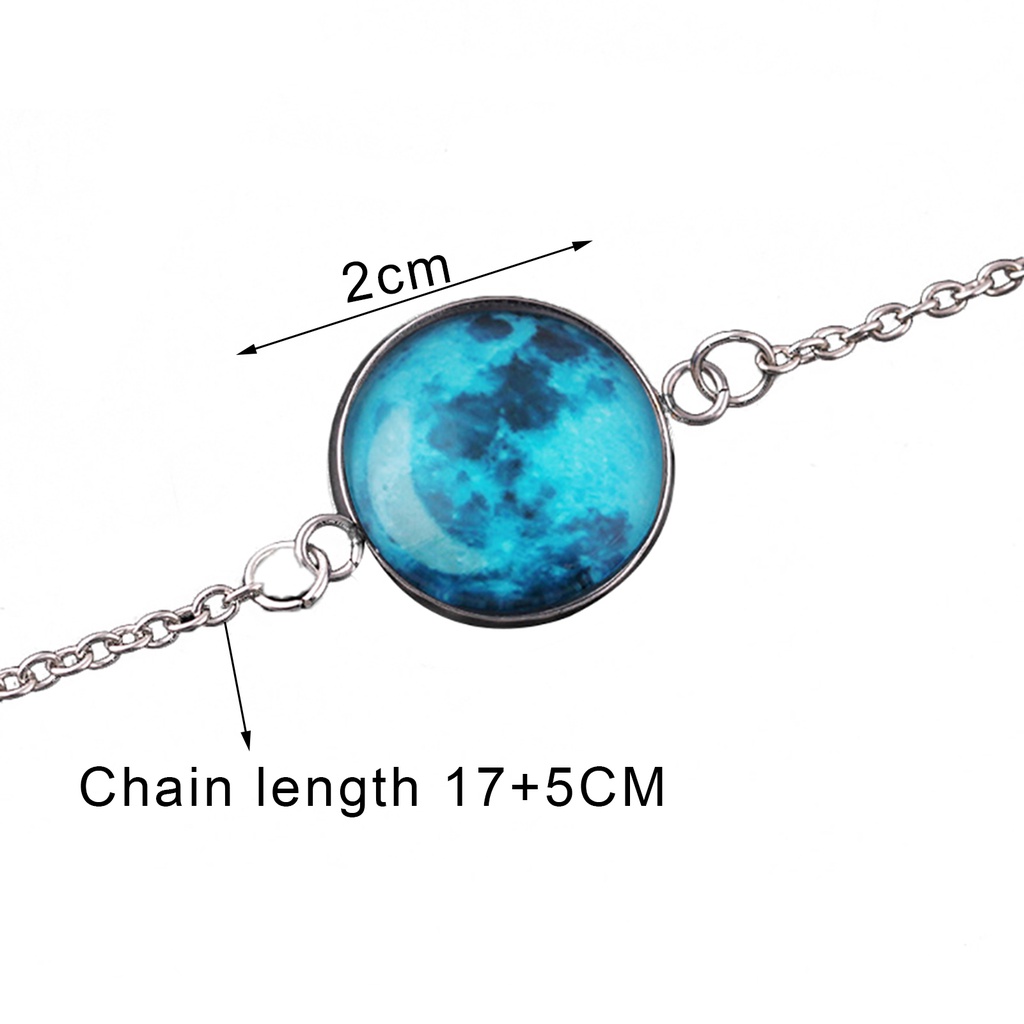 Hu Hu Hu Hu Hu Alat Bantu Pasang Kacamata♡ Gelang Kaca Cabochon Desain Bulan Fantasi Bersinar Dalam Gelap Untuk Wanita