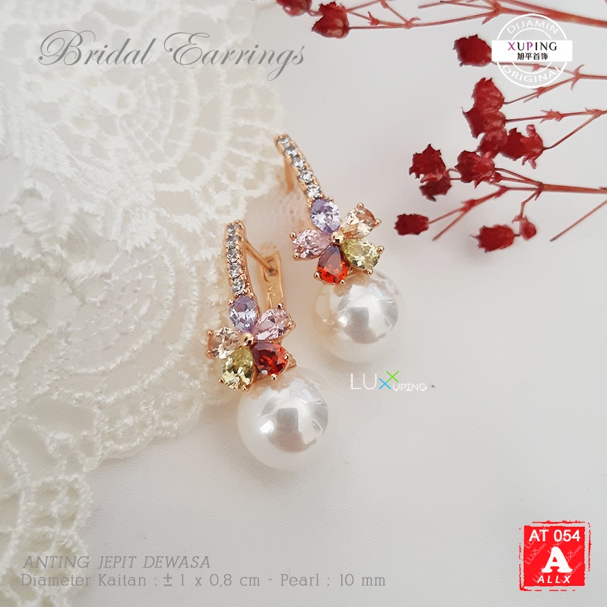 AT 054 Anting Mutiara Mewah Anting Bridal Earrings Anting Pernikahan Anting Pesta Pertunangan Anting Mempelai Wanita Aksesoris Kemanten Giwang Pengantin Anting Xuping Mewah Anting Pengantin Modern Aksesoris Pernikahan Internasional Pearl Luxx Xuping