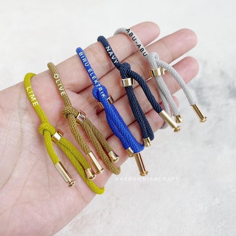 Gelang Tali Serut Polos Untuk Charm Liontin Huruf Inisial Nama Atau Emas Hongkong