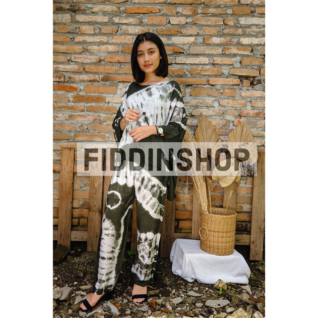 Setelan Kelelawar Tie Dye HANDMADE Set Cardigan Outer Bat Wing Rayon Super Premium | One Set Piyama Pajamas TieDye Batwing Setelan Lowo Kondangan Lengan Besar 3/4 7/8 Celana Panjang