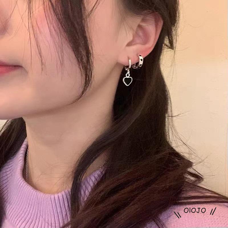 【COD】6pcs Anting Tusuk Silver Bentuk Hati Untuk Wanita ol2