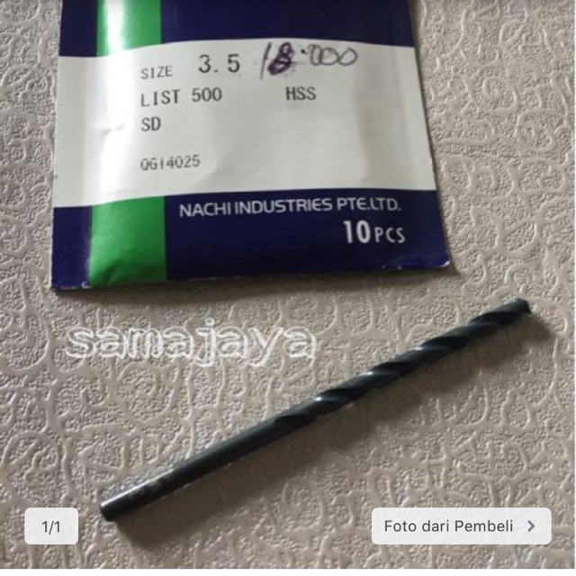 Mata Bor NACHI 3.5mm ASLI . Mata bor besi baja stainless alluminium