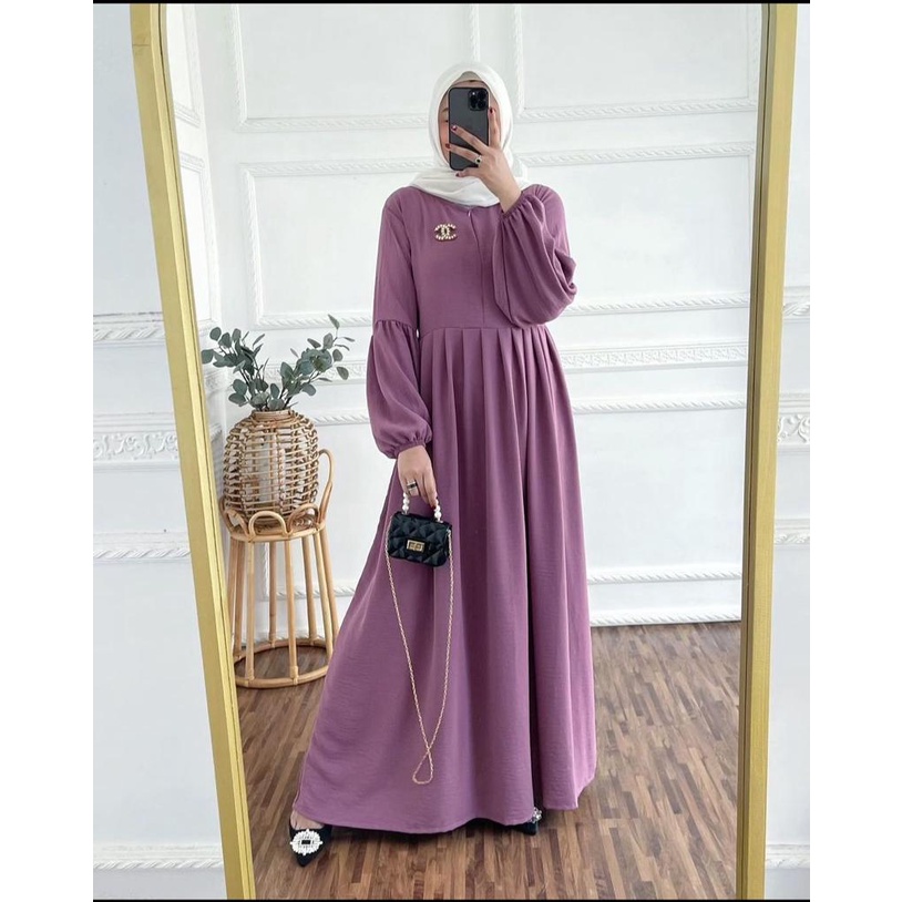 Zaskya Maxy Dress Crincle Airflow Premium Bahan Crincle Airflow