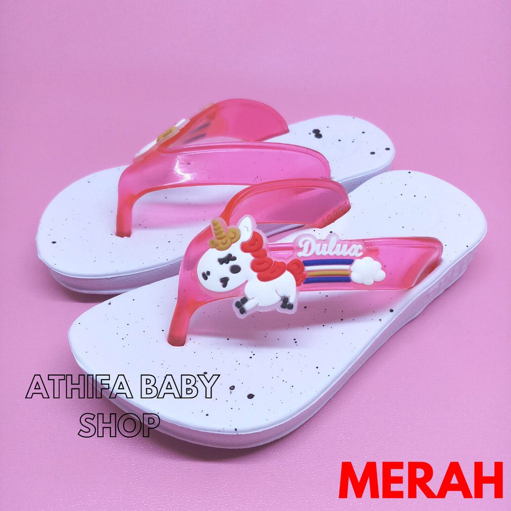 Sandal jepit anak perempuan karakter Unicorn kuda pony poni sendal cewek Usia Bulan 1 2 3 4 Tahun