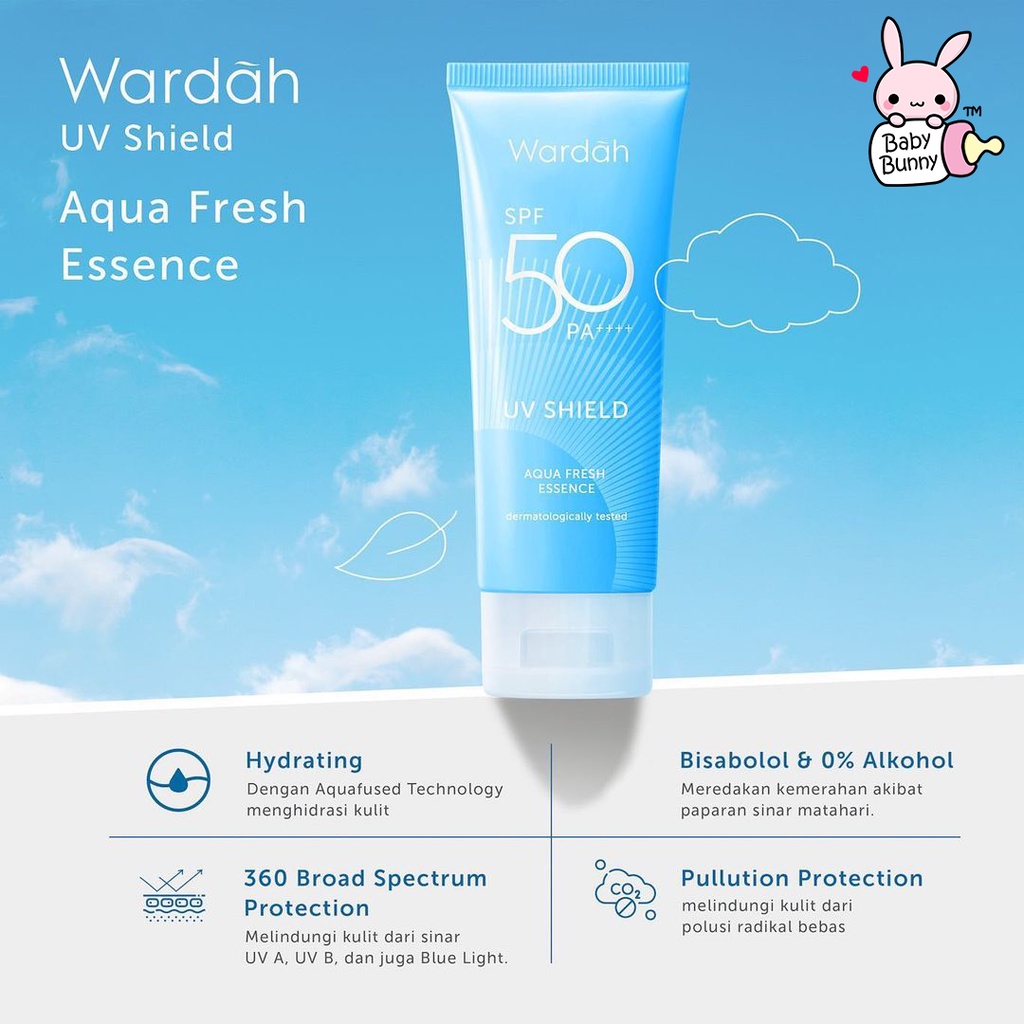 ❤ BELIA ❤ WARDAH UV Shield Aqua Fresh Essence | Active Protection Serum | SPF 50 PA++++ Sunscreen Sun Screen | Baby Bunny