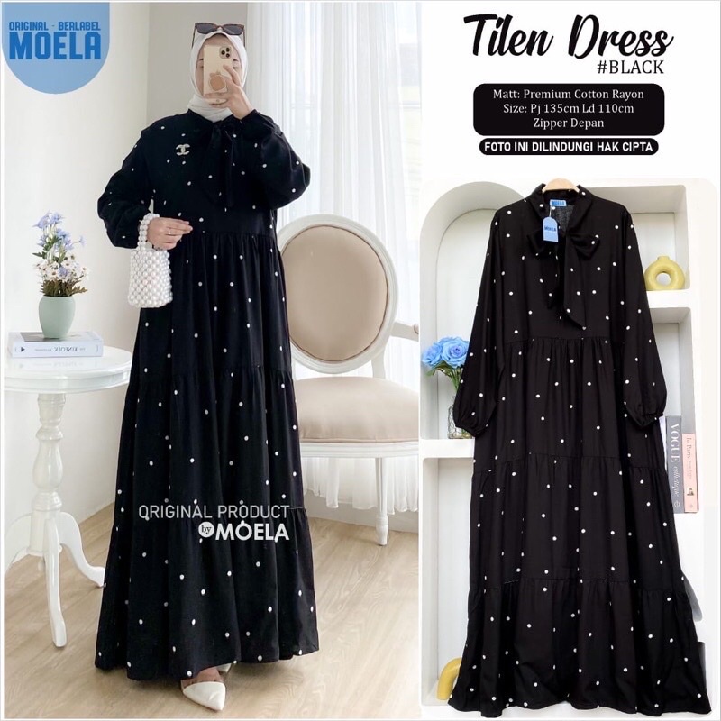 Gamis Dress Rayon Motif Mini Polkadot Original Moela Berlabel [Kimbi Valte Tilen Cana Caloe]
