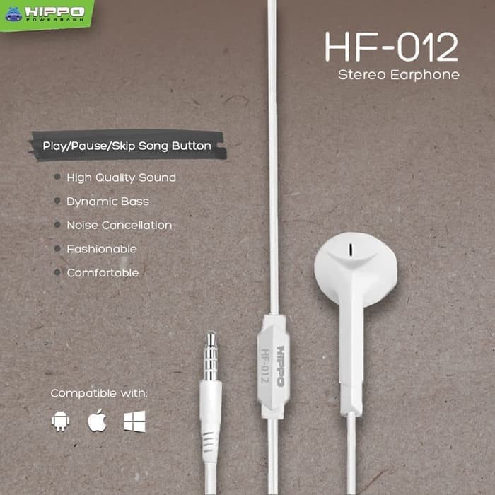 Headset Hippo HF-012 HF012 HF 012 Handsfree Earphone For XiaoMi Oppo Vivo Samsung Iphone Lenovo