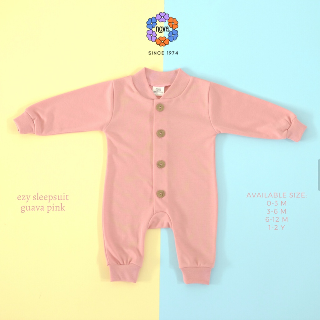 Nova Ezy Sleepsuit Polos - Jumpsuit Bayi dan Anak Jumper Panjang Unisex SNI