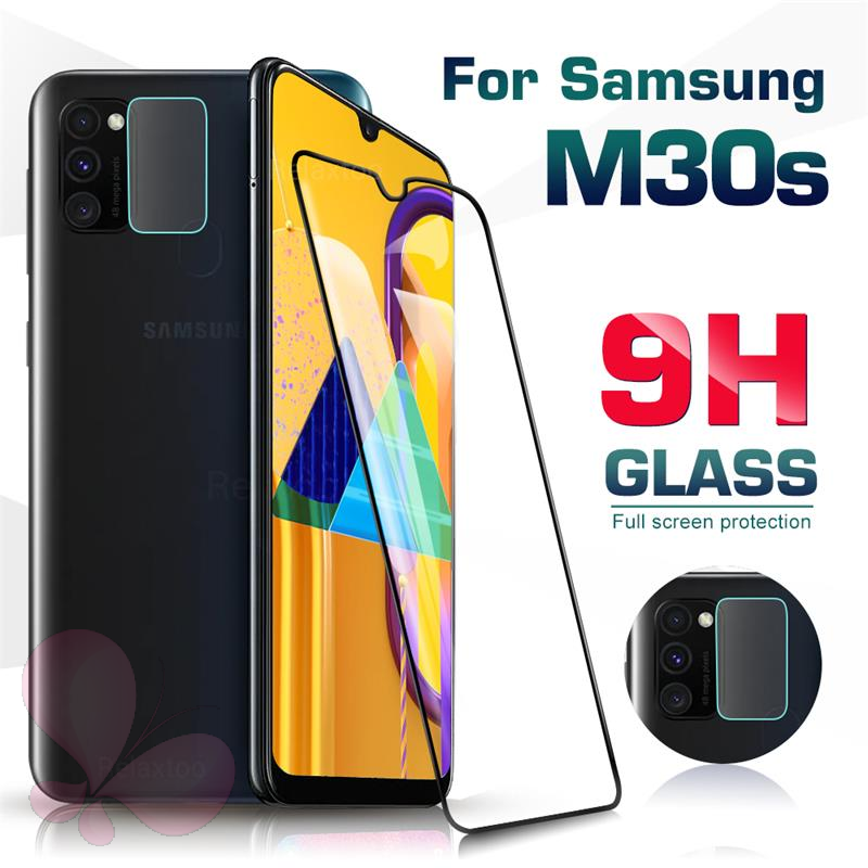 2 in 1 Tempered Glass Samsung A12 A02S A71 A11 A50 A30S A50S A51 A21S A30 A20 A10 M10 A10S A20S M11 9D Camera Lens Screen Protective Glass