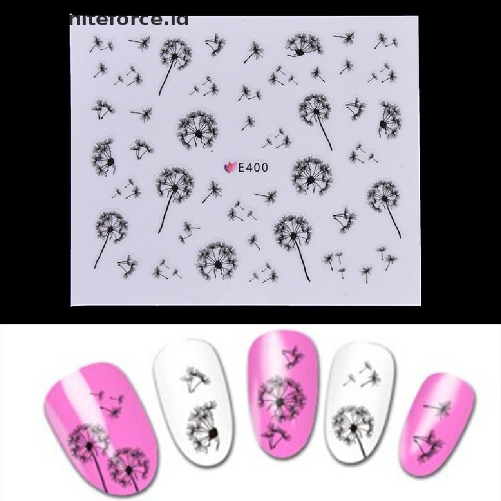 Infiniteforce.id Stiker Decal Transfer Air Motif Bunga Dandelion Terbang Untuk Dekorasi Nail Art / Manicure