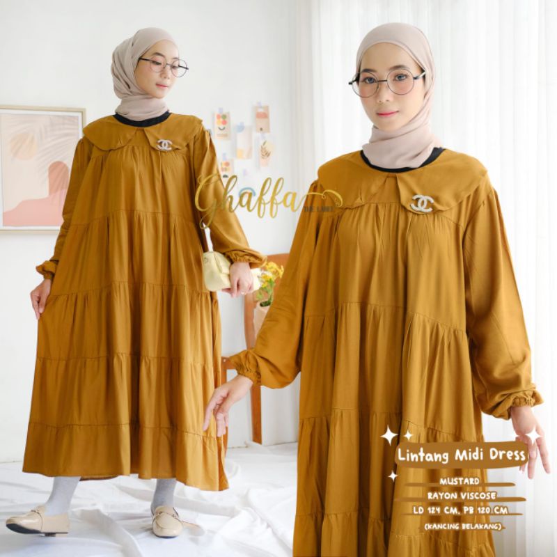 Midi dress kekinian polos / Lintang midi dress by ghaffa the label / dress polos premium