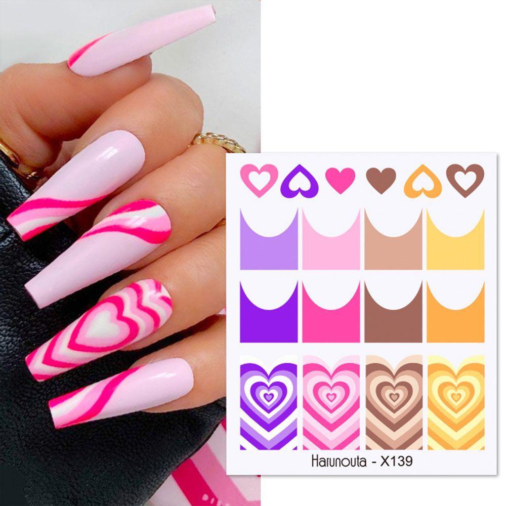 AUGUSTINA Agustina Self-adhesive Nail Decals Bunga Daun Musim Semi DIY Nail Art Dekorasi Hijau Mereka Kuku Slider Manicuring Stiker