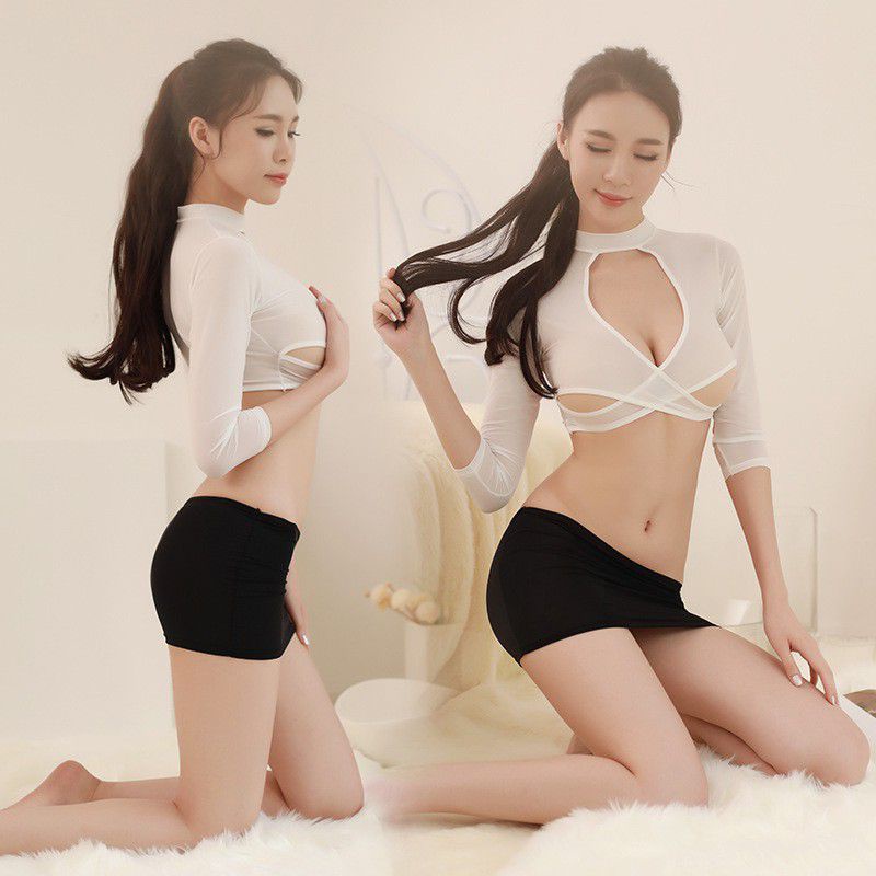 SKA197 Lingerie Costume Play White Teacher Sexy - Lingerie Tipis Transparan