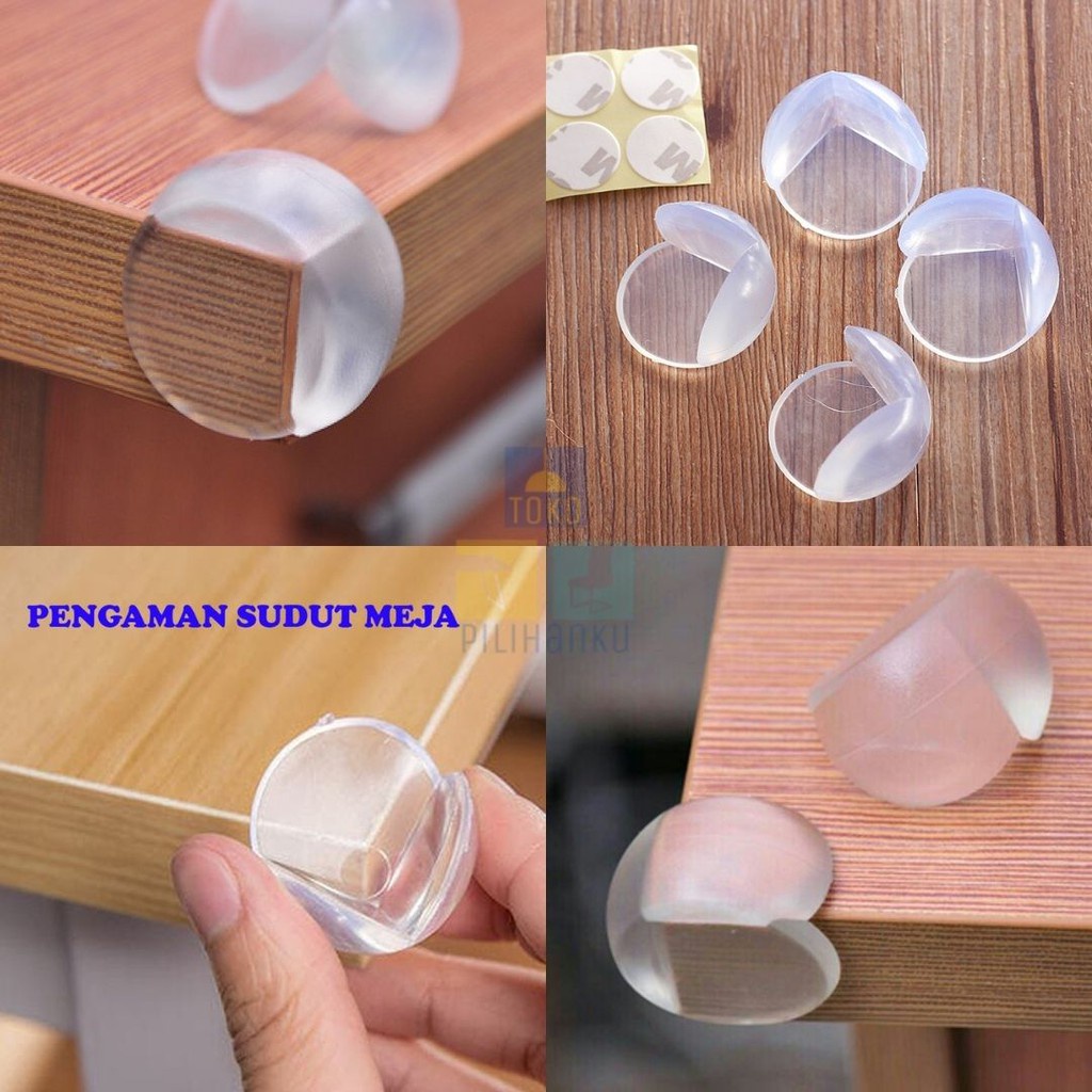 Pelindung Sudut Meja Siku Transparant  Karet Silikon Ujung Kaca Silicone Table Saftey Aman Untuk Bayi Anak Kecil Orang Tua