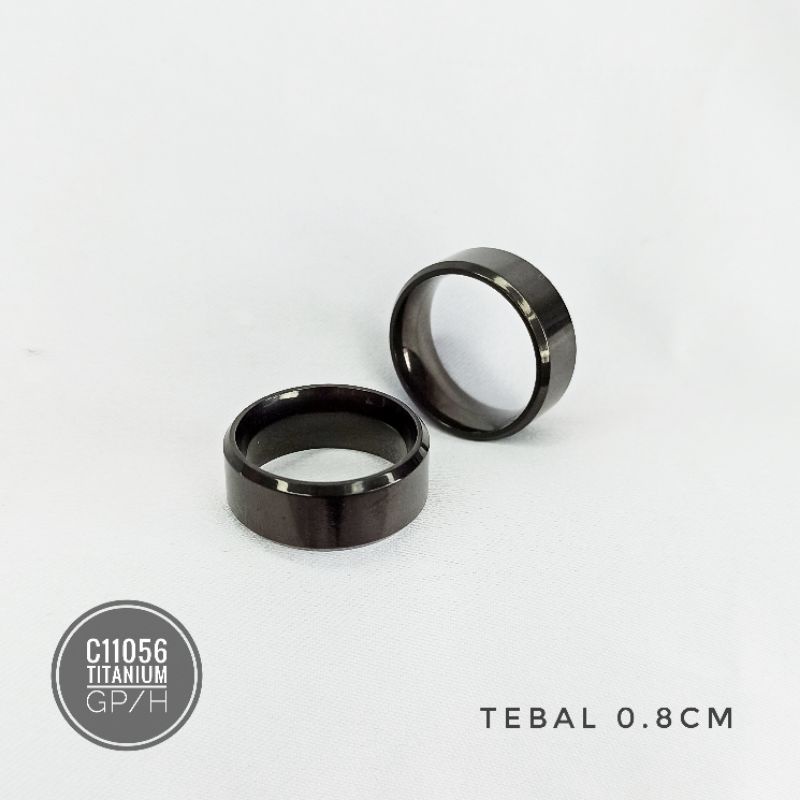 Cincin Titanium Pria / Unisex Kilap Tebal 8mm C11056