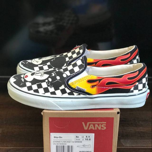 100% PREMIUM VANS SLIP ON DISNEY MICKEY MOUSE FRS TGY