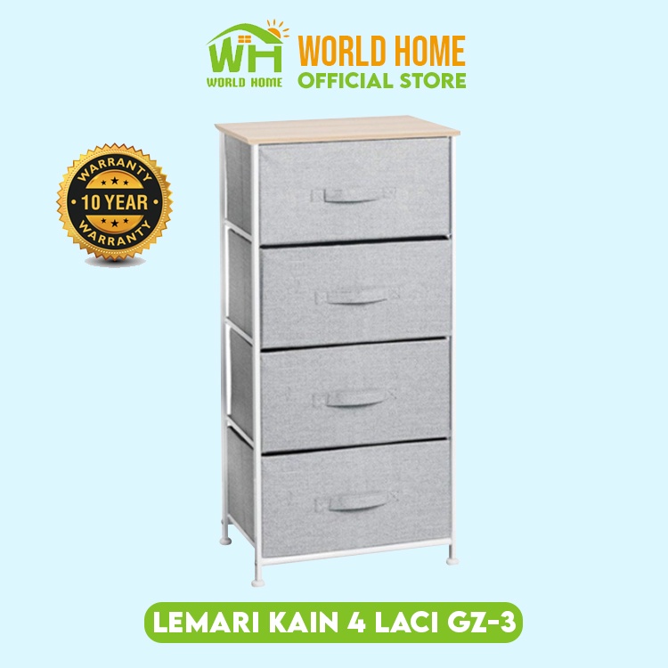 Lemari Kain Linen 4 Laci Lemari Sisi Ranjang Lemari Serbaguna Lemari Linen Murah GZ-3