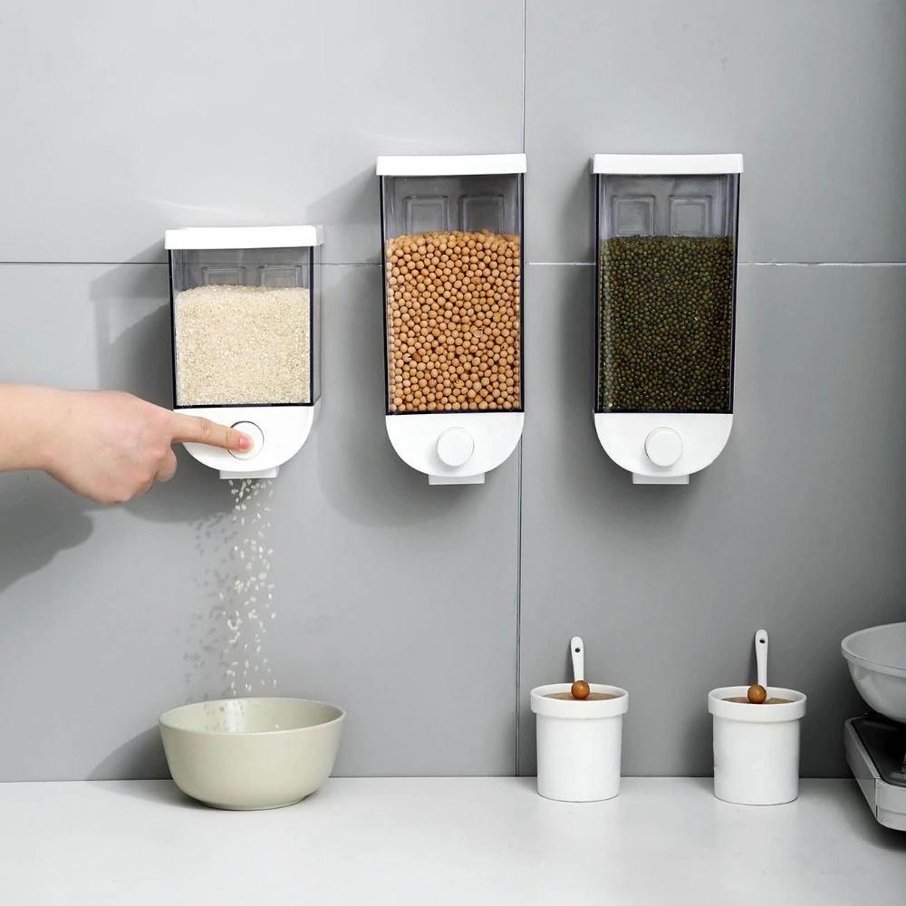 Dispenser Makanan Ringan Tempat penyimpanan makanan dinding Dispenser beras sereal gandum kacang kopi Organizer Cereal Dispenser Wall 1500 ml