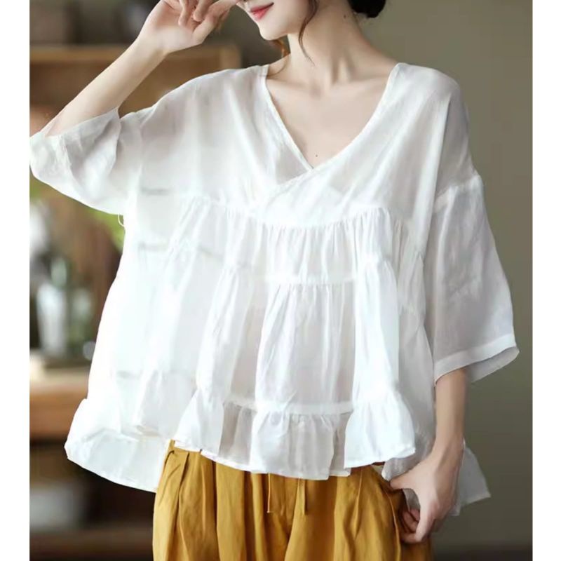 MDLV ~ 5075# Gessica Ruffled Babydoll Top Atasan Blouse Babydoll Import