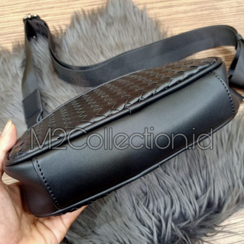 tas selempang botega kulit rajut anyam slingbag import