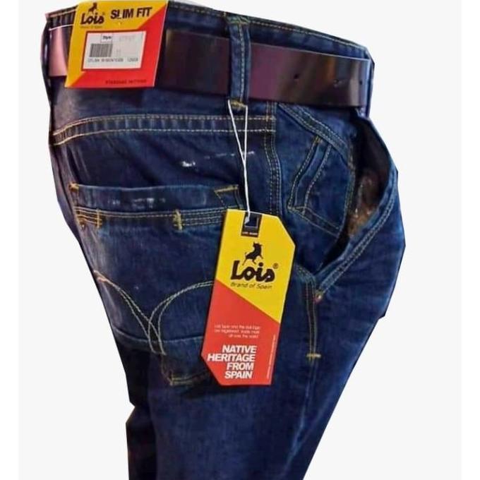 Celana Original celana jeans lois fashion pria slimfit - Biru Tua
