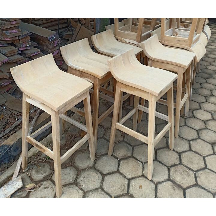 Kursi bar stool kayu jati