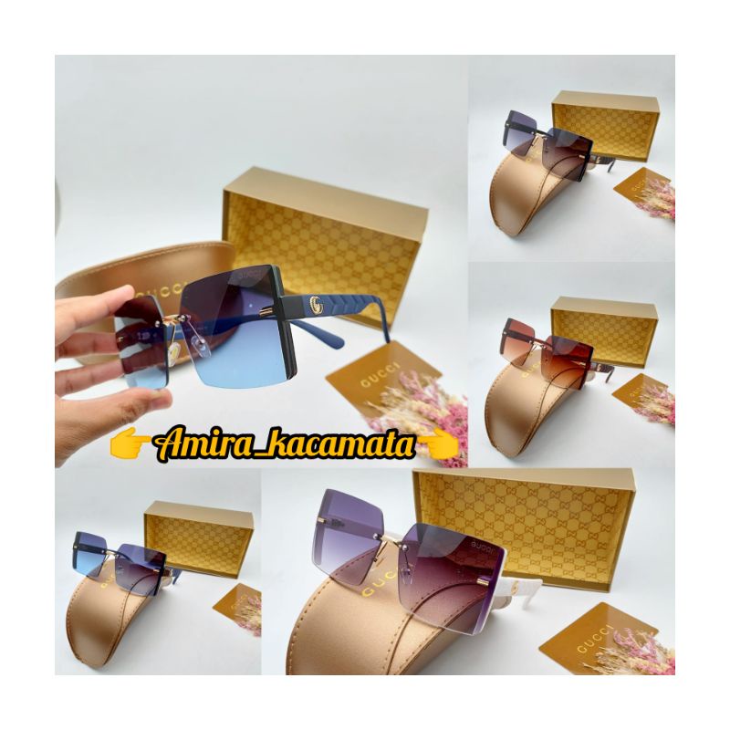 [BISA COD√]Kacamata Fashion Wanita Kacamata Sunglasses/Gucci/Lensa UV Super Premium