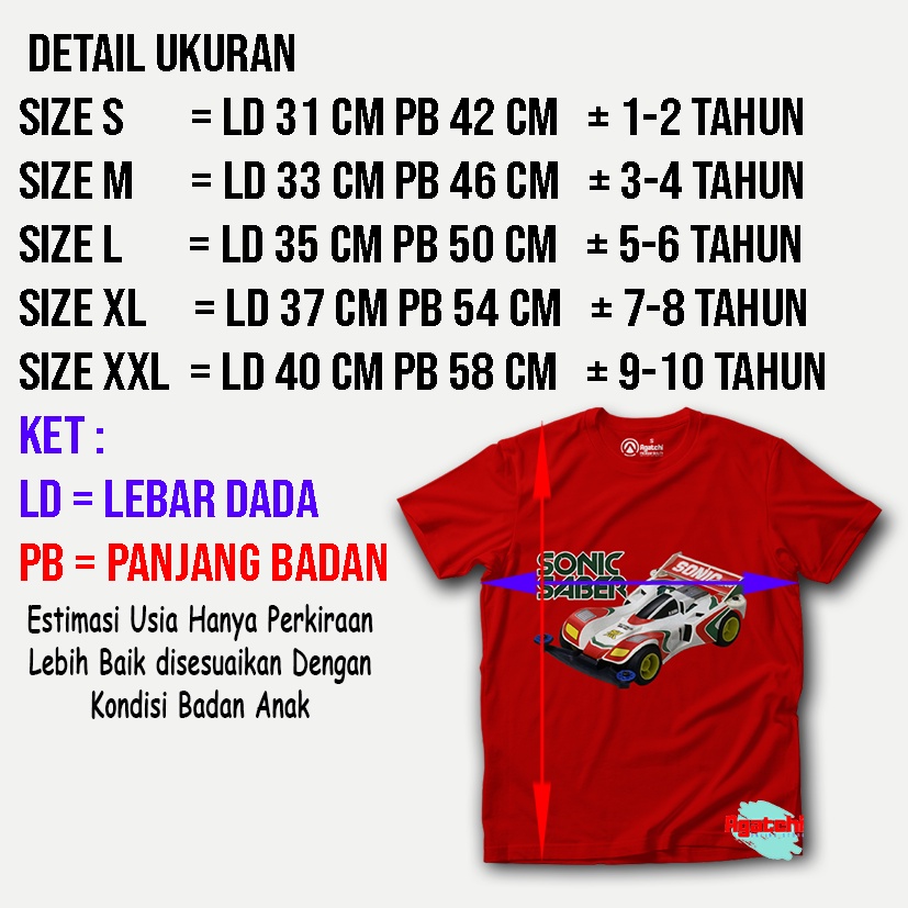 Baju Anak / Kaos Atasan Anak/ Kids T Shirt Tamiya Sonic Saber Anime Lets &amp; Go