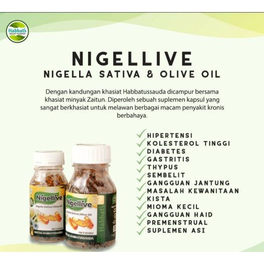 Habbats Nigellive 200 Kapsul Minyak Habbatussauda Minyak Zaitun Suplemen Herbal Pencegah Kolesterol Shopee Indonesia