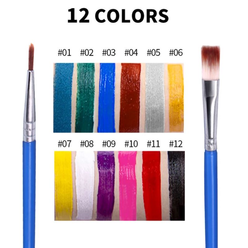 Grosir Cat Wajah / Tubuh Face Painting 12 Colors Free 2 Brush