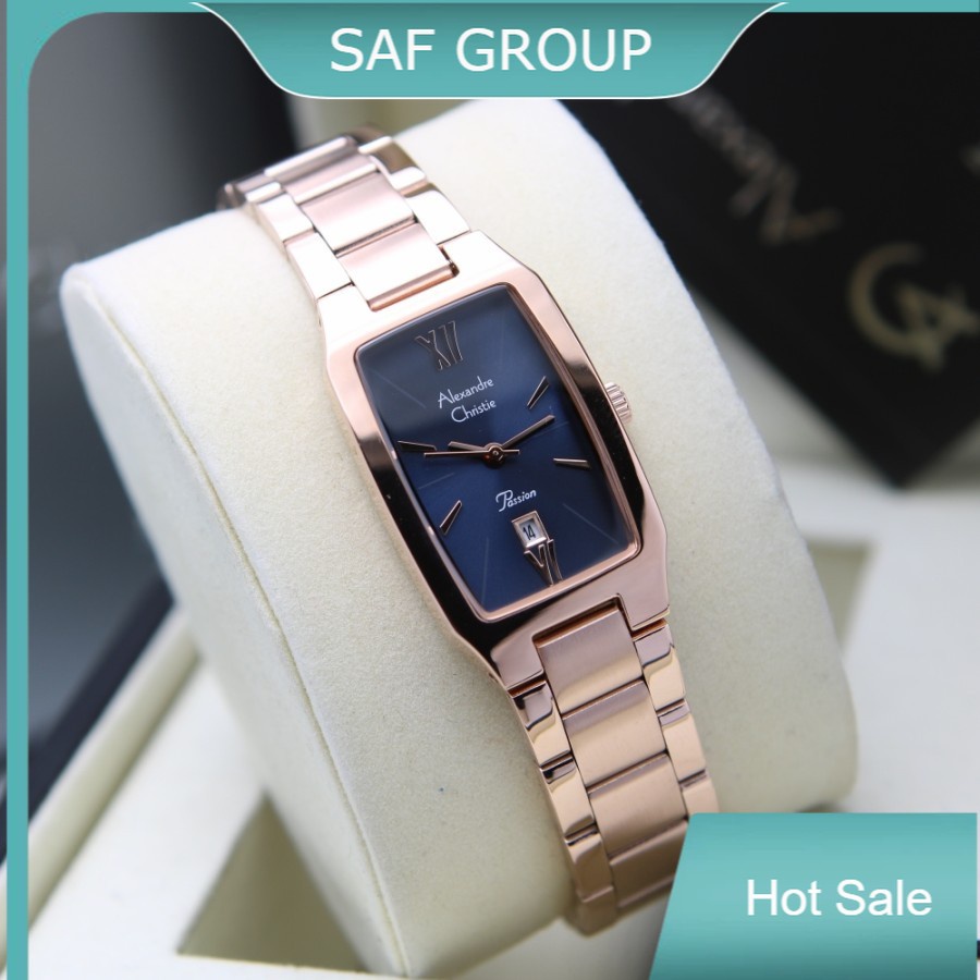 JAM TANGAN WANITA ALEXANDRE CHRISTIE AC 2455 / AC2455 FULL ROSEGOLD PLAT BLUE ORIGINAL by plp