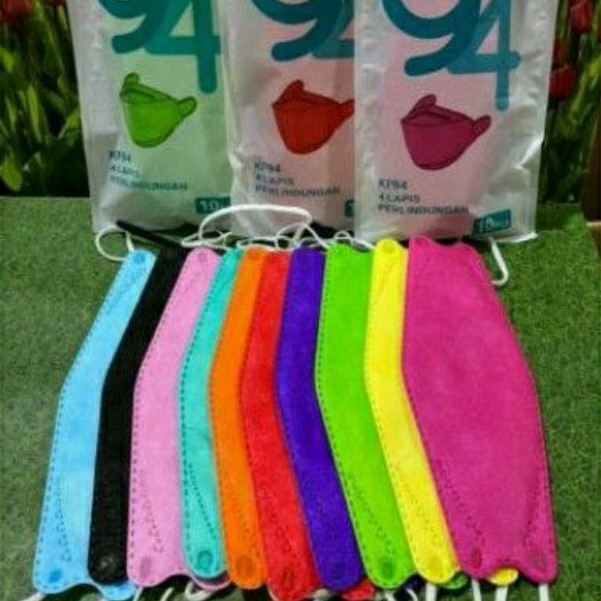 Masker KF94 warna warni mix 10 pcs/ 1 pack /convex kf94 4ply hitam  / kf94  dr itc/ kf94 earloop