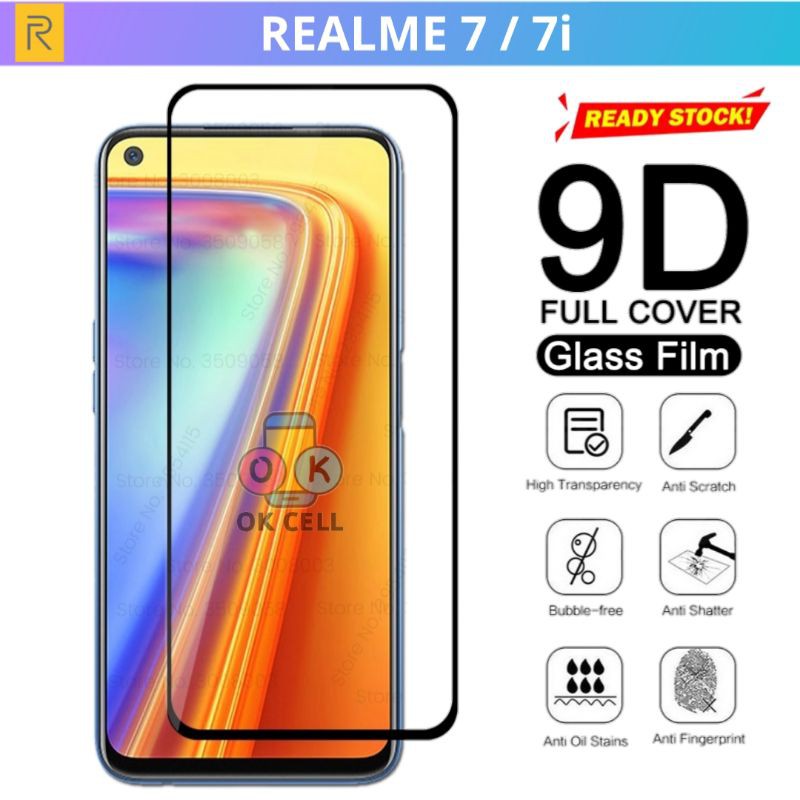 Tempered Glass 3D 9D Full Layar Realme 7 - TG Anti Gores Kaca Realmi 7i Screen Protector Premium