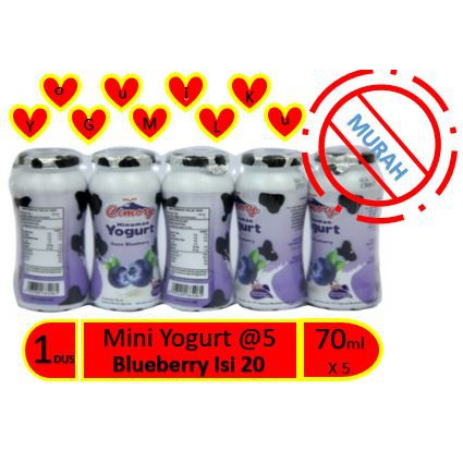 Minuman Cimory Yogurt mini banded 5 @70ml 1 dus isi 20 rasa Bluberri