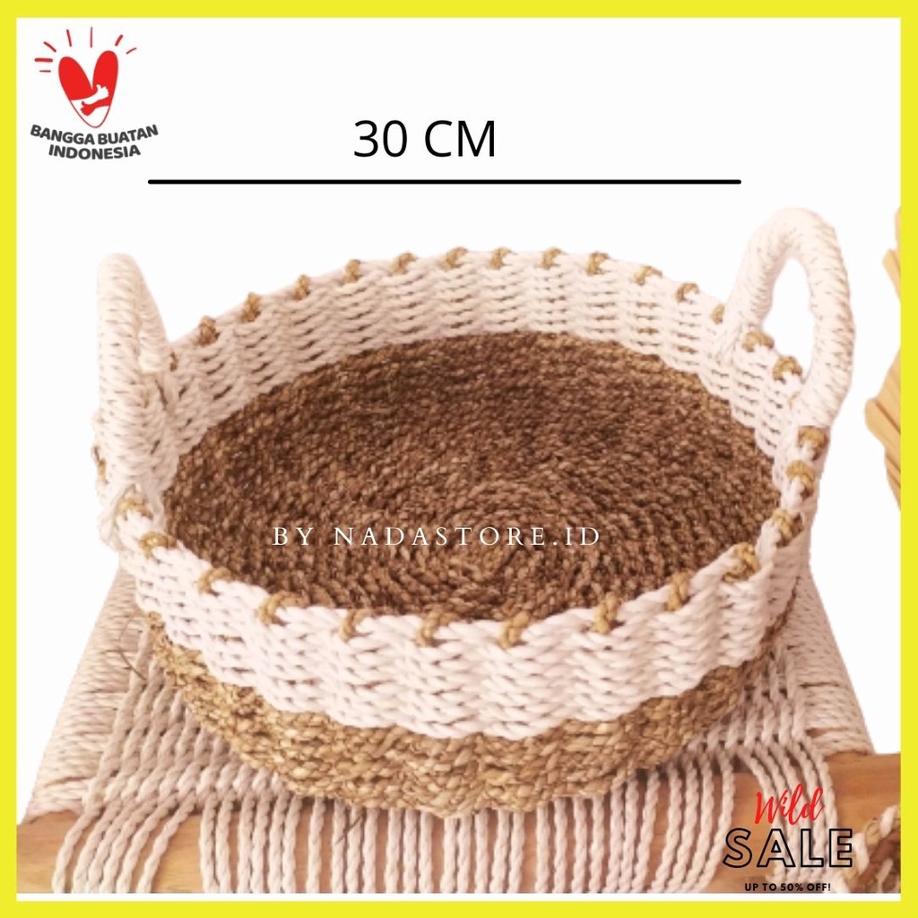 Nampan Rotan Bulat - Tempat Saji / Baki - Rattan Tray Handmade - Tray Rattan Seagrass N-PN 01