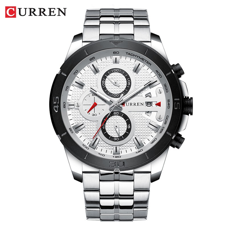 CURREN 8337 Jam Tangan Pria Analog Stainless Steel Chronograph Aktif WATCHKITE WKOS