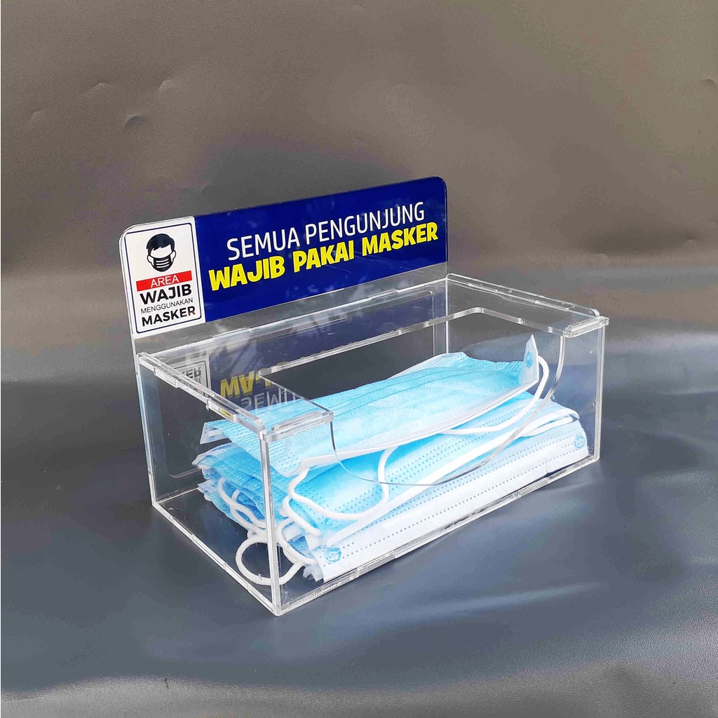 Kotak Masker Akrilik, Kotak Tempat Masker, Akrilik Pakai Masker, Bukan Poster Wajib Pakai Masker