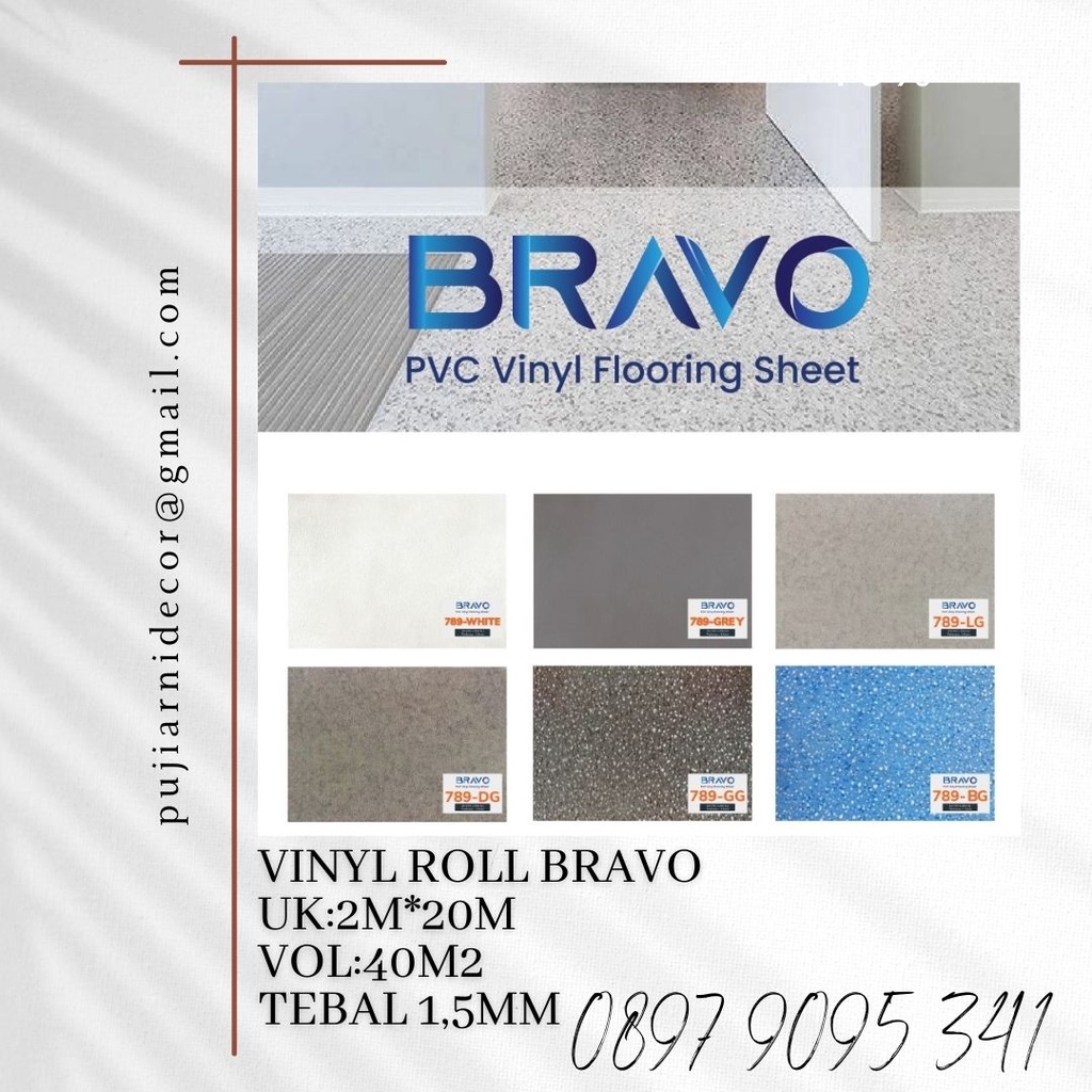 Lantai anti bakteri Vinyl roll Bravo