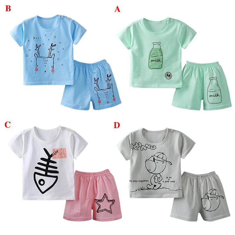 Setelan Kaos T Shirt Lengan Pendek Gambar Kartun Celana Setelan Kaos T Shirt Lengan Pendek Gambar Kartun Celana