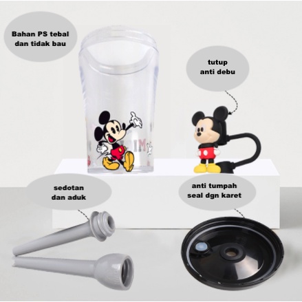 Disney original tumbler stir and straw 520ml /gelas minum lucu DW20212