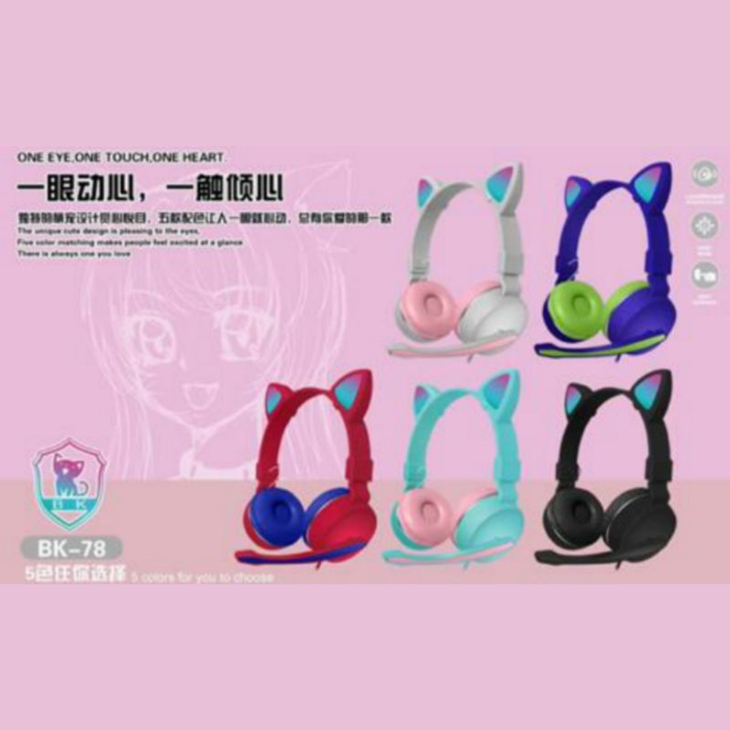 Headphone Bando Cat BK-78 / Headset Bando Ear Cat LED BK-78