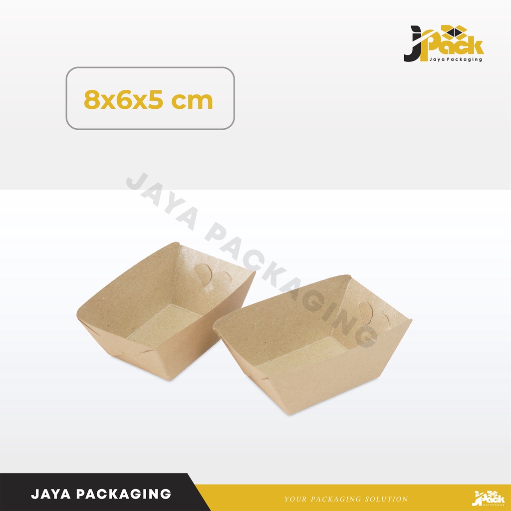 

Tray Box Kraft 8x6x5 cm (TR 01 K02) Kentang Paperkraft/boxkentang/boxmakanan/sosis/custom