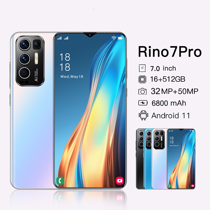 Hp murah Rino7 Pro handphone RAM 16GB ROM 512GB 7.0inch Ponsel Pintar 5G Android handphone murah sma